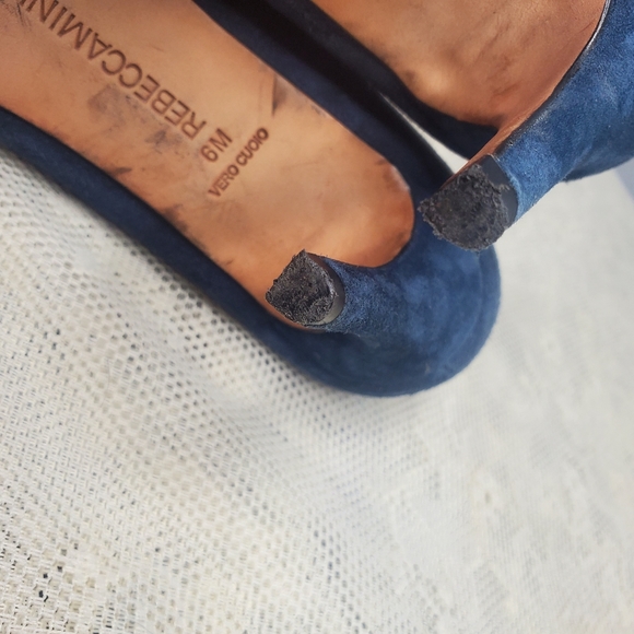 Rebecca Minkoff Brie D'orsay Blue Suede Heels pumps point toe size 6 - Picture 10 of 10